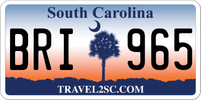 SC license plate BRI965