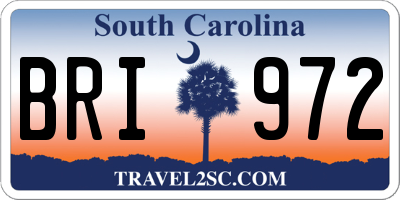 SC license plate BRI972