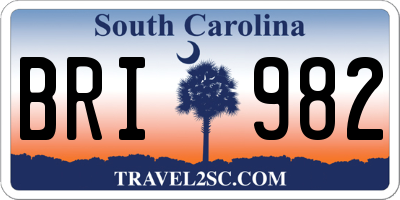 SC license plate BRI982