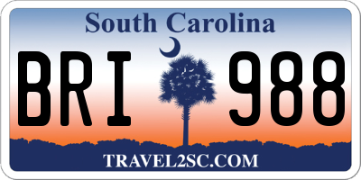 SC license plate BRI988