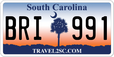 SC license plate BRI991