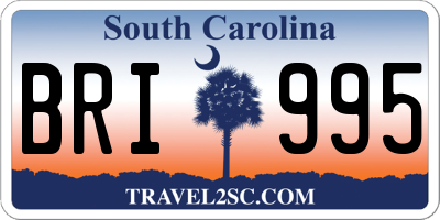 SC license plate BRI995