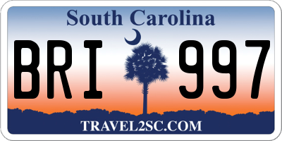 SC license plate BRI997