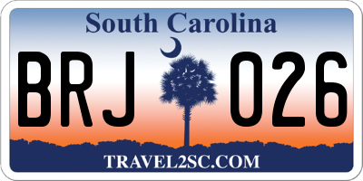 SC license plate BRJ026
