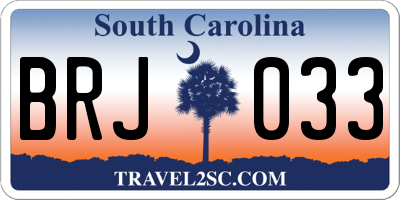 SC license plate BRJ033