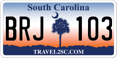 SC license plate BRJ103