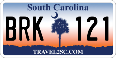 SC license plate BRK121