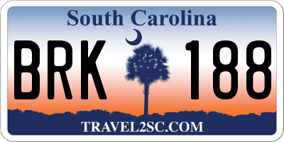 SC license plate BRK188
