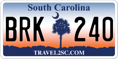 SC license plate BRK240