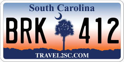 SC license plate BRK412