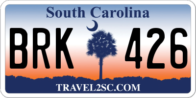 SC license plate BRK426