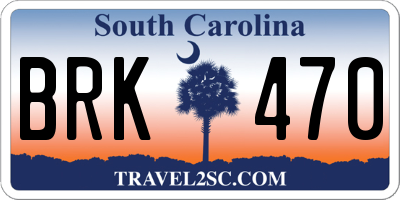 SC license plate BRK470