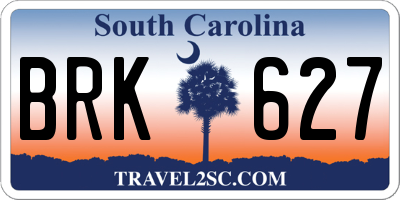 SC license plate BRK627