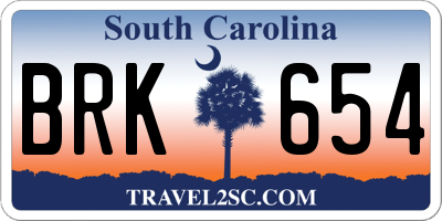 SC license plate BRK654