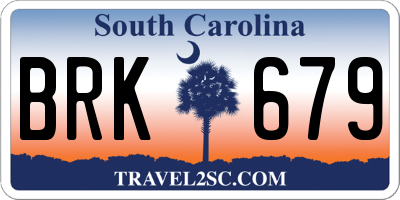 SC license plate BRK679