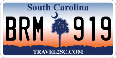 SC license plate BRM919