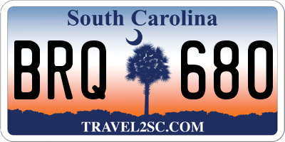 SC license plate BRQ680
