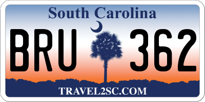 SC license plate BRU362