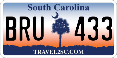 SC license plate BRU433