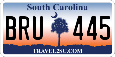 SC license plate BRU445