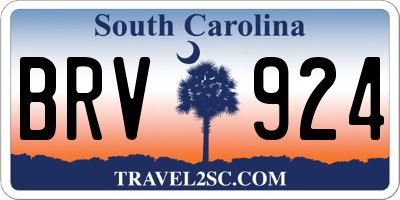 SC license plate BRV924