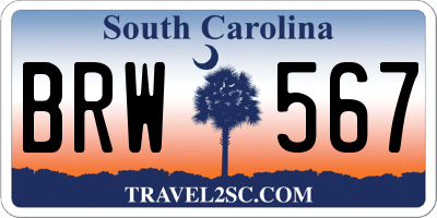 SC license plate BRW567