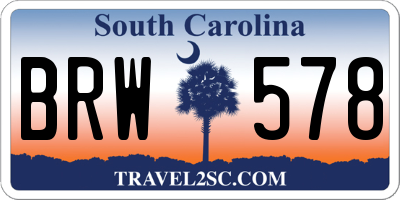 SC license plate BRW578