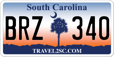 SC license plate BRZ340