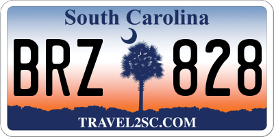 SC license plate BRZ828
