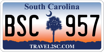 SC license plate BSC957