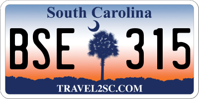 SC license plate BSE315