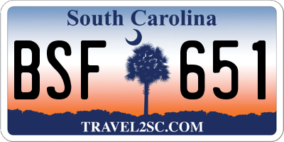 SC license plate BSF651