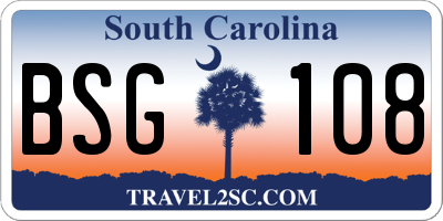 SC license plate BSG108
