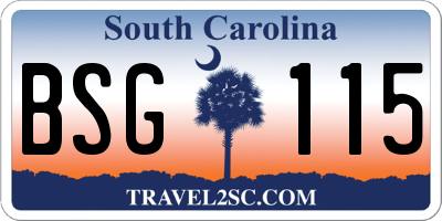 SC license plate BSG115