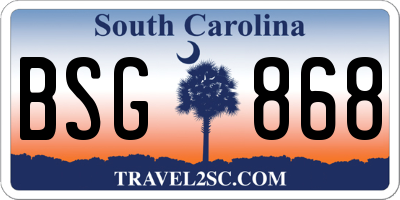 SC license plate BSG868