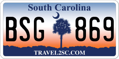 SC license plate BSG869