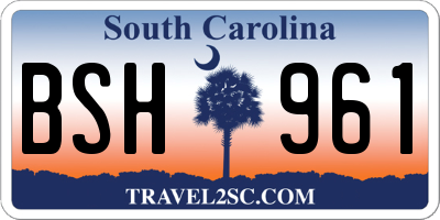 SC license plate BSH961