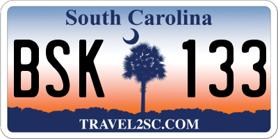 SC license plate BSK133