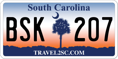 SC license plate BSK207