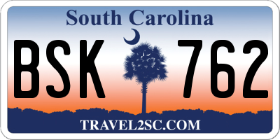SC license plate BSK762