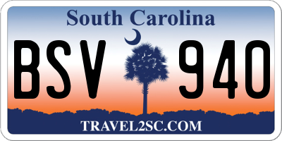 SC license plate BSV940