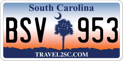SC license plate BSV953