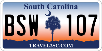 SC license plate BSW107