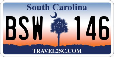 SC license plate BSW146