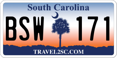 SC license plate BSW171