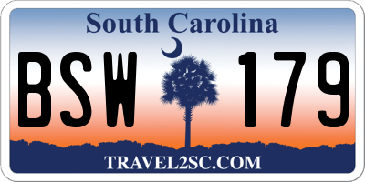 SC license plate BSW179