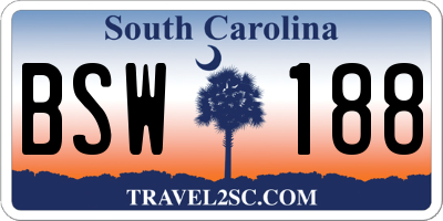 SC license plate BSW188