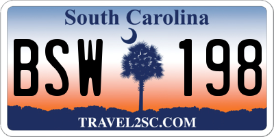SC license plate BSW198