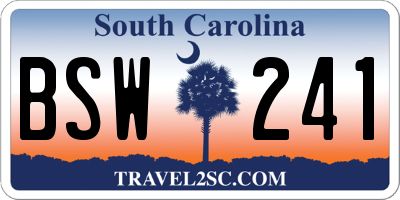 SC license plate BSW241