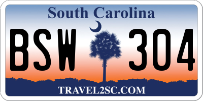 SC license plate BSW304